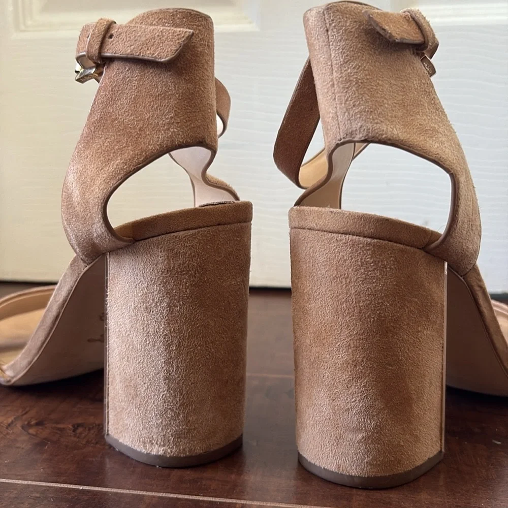 🔥Sam Edelman Synthia Camel Suede Ankle Strap Heels - Picture 6 of 8